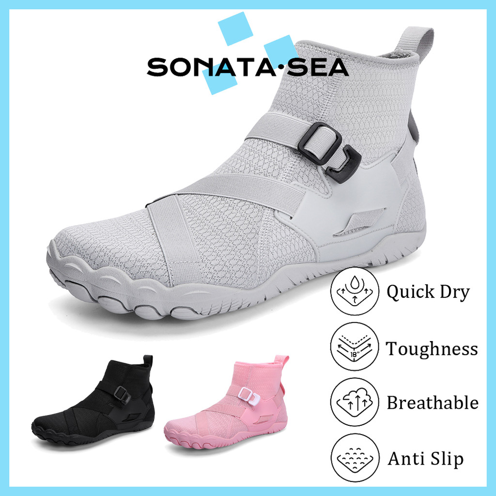 รองเท้าเทรนนิ่งทรงสูงสําหรับผู้ใหญ่รองเท้าน้ํากันลื่นพื้นยางรองเท้าเดินชายหาดแห้งเร็ว