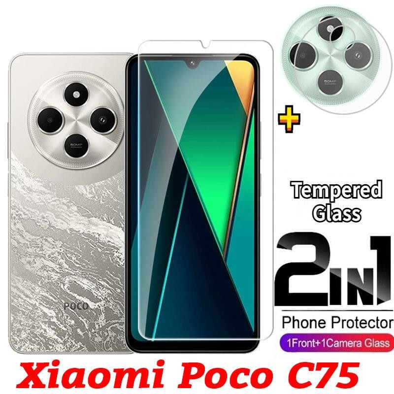2in1 Full Screen Protector กระจกนิรภัยสําหรับ Xiaomi Poco C75 C 75 75 C61 C 61 Poco C61 C75 POCOC75 