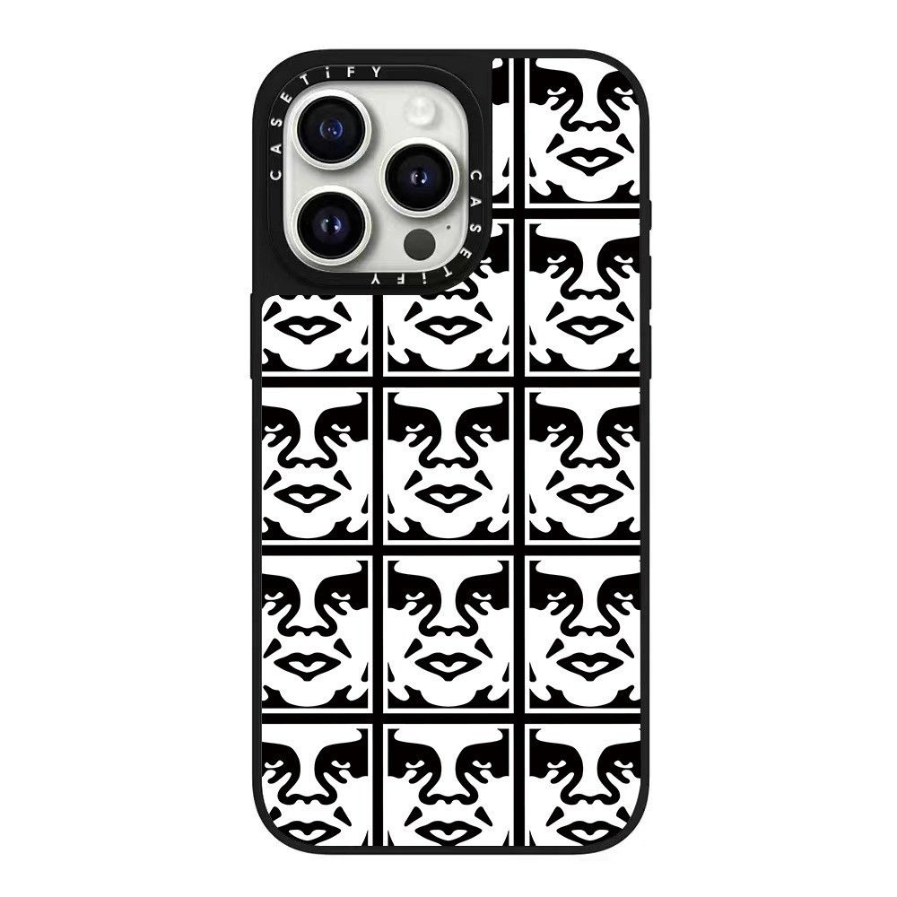 OBEY Face กระจกแม่เหล็กสําหรับ IPhone 16 15 14 13 12 11 Pro Max ปลอกแข็งกันกระแทก - รูปที่ 4