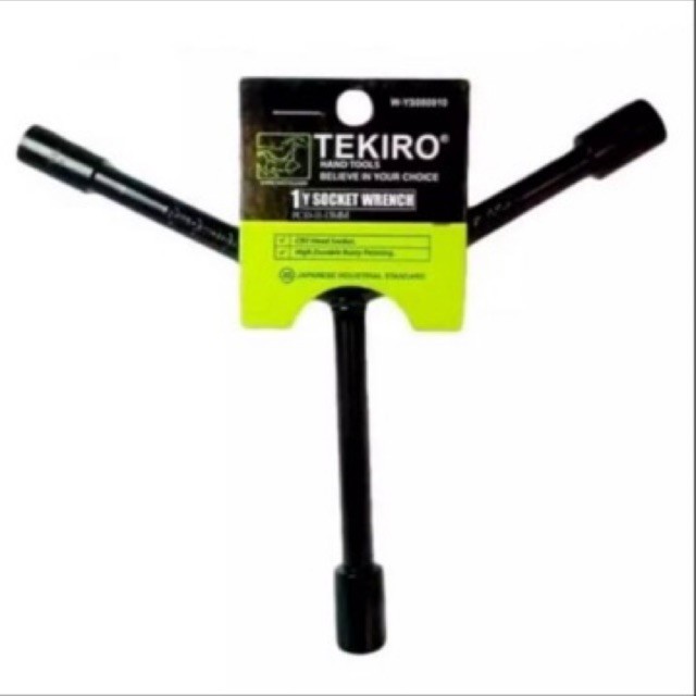 TEKIRO Y-Socket ประแจ 8 9 10 11 12 13 14 17 สั้นสีดํา / ประแจโช้ค Spanner Y (Socket Sok Shock Y)
