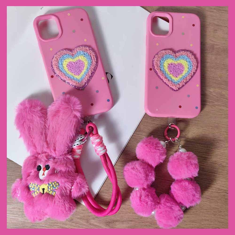 Ins Rose ผ้าขนหนูสีแดงวัสดุ Love เคสซิลิโคนกระต่ายสําหรับ Iphone 17 16 15 14 11 12 13 PRO MAX ปลอกฝาครอบป้องกัน AT1934