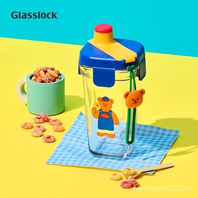 อยู่ในสต็อก ✨   แก้วน้ำพิมพ์การ์ตูนจาก Glasslock & Wiggle Wiggle ร่วมกัน แก้วน้ำพกพาใหม่สำหรับใช้ในบ