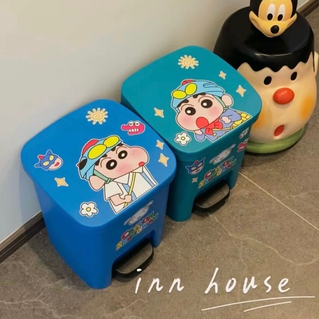 【พร้อมส่ง】ชินจัง ถังขยะ shinchan garbage can ถังขยะความจุขนาดใหญ่ลายการ์ตูนน่ารักในครัวเรือน สะดวกและสะอาด