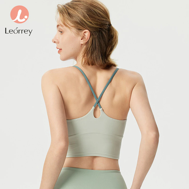 Leorrey เสื้อชั้นในฟิตเนสโยคะ สายเดี่ยวไขว้หลัง เสริมฟองน้ำ thumbnail 3