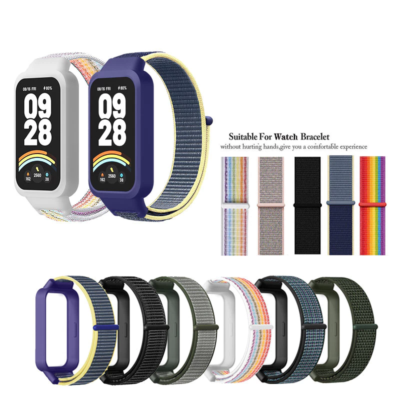 สายรัดไนลอนระบายอากาศสําหรับ Redmi Band 3 / 2 สําหรับ Xiaomi Band 9-8 Active
