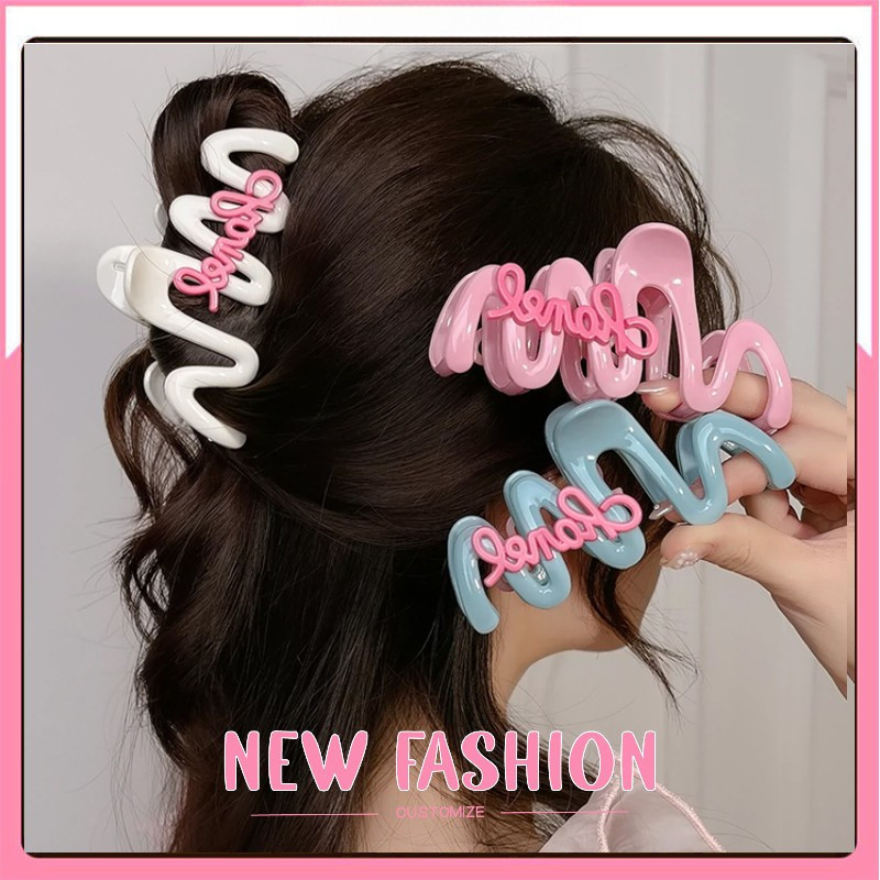 กิ๊บติดผมเกาหลี Dopamine Wave 2025 – สำหรับผู้หญิง คลิปฉลามอินเทรนด์สำหรับด้านหลังศีรษะ ด้ามจับน่ารั