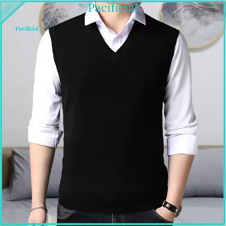 เสื้อกักไหมพรม สタイล์ผู้ชาย คอวี แขนกุด เสื้อกันหนาว สลิมฟิต …