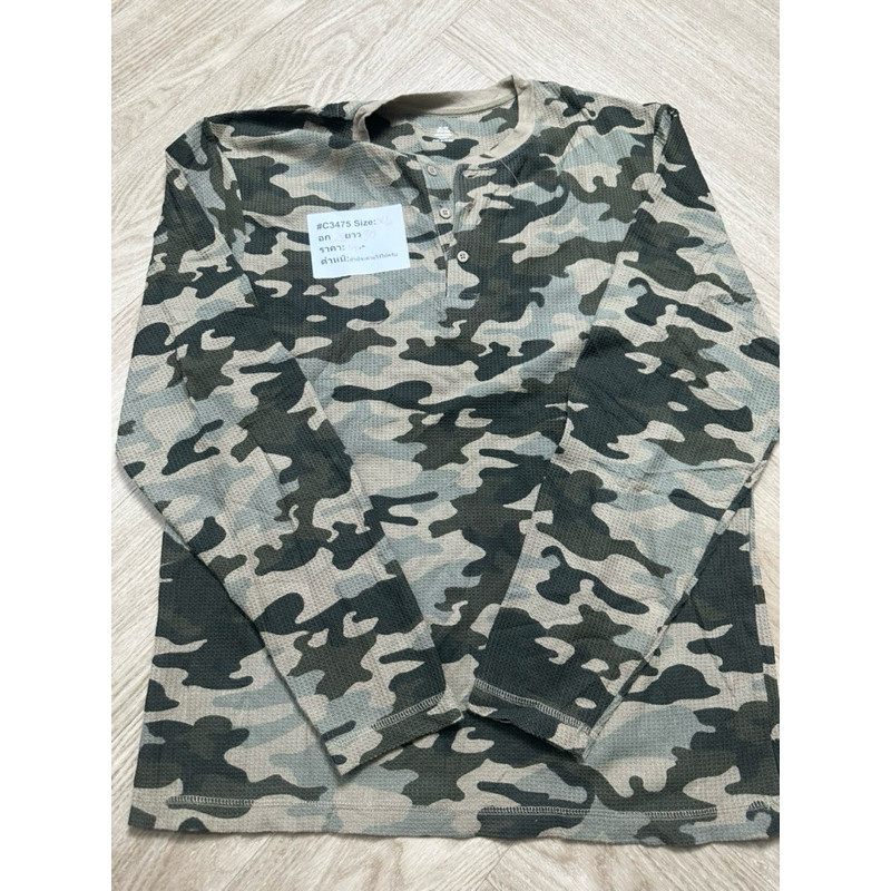 Size: XL เสื้อยืดทหาร เสื้อซับในทหารอเมริกา เสื้อทหารอเมริกา เสื้อGS  ลายไม้ ลายป่า วูดแลนด์ เสื้อยื