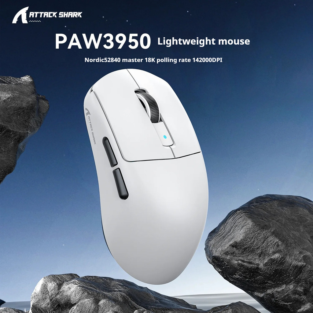 Attack Shark R6 3 โหมดเมาส์สําหรับเล่นเกม 8K อัตราการสํารวจ PAW3950 MAX แปรงความเร็วสูงน้ําหนักเบาสํ
