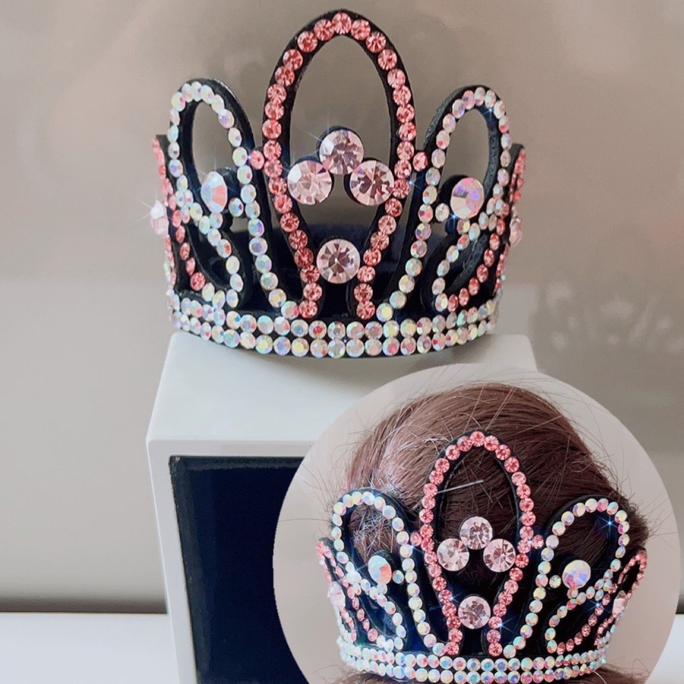 Rhinestone Crown Art ยิมนาสติกเต้นรําเชียร์ลีดเดอร์ Trader แหวนผม สเก็ตอุปกรณ์เสริม ผม Ball เชือกผม 6.9