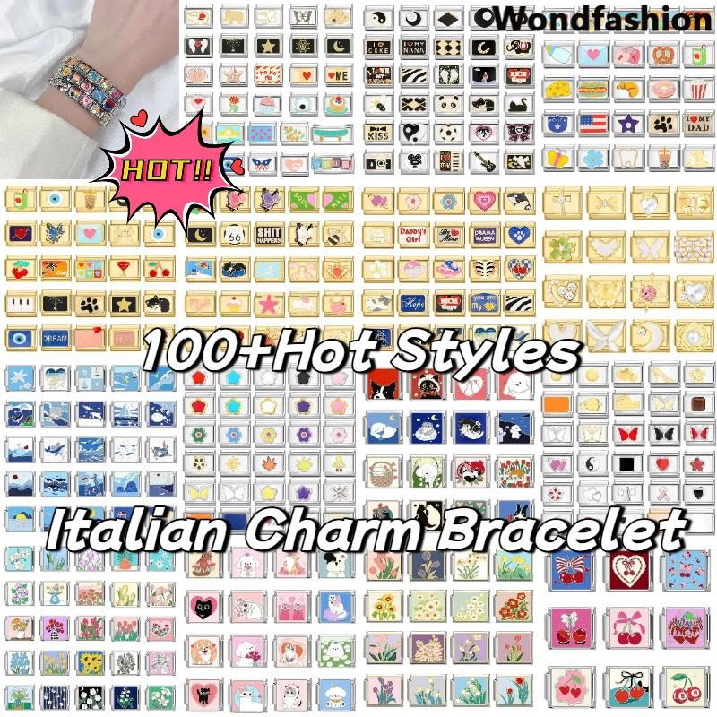 Hot New Love Star Cherry Italian Charm สร้อยข้อมือ Fit 9 มม. สแตนเลส DIY เครื่องประดับ อุปกรณ์เสริม Retro บุคลิกภาพโมดูลสร้อยข้อมือ