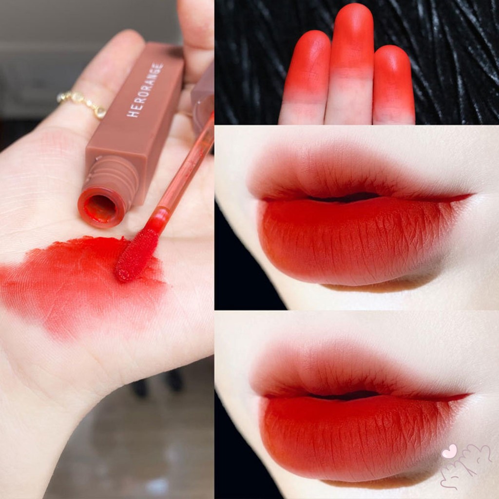 สีสดใส Matte Lip Tint แต่งหน้า Moisturizing Liquid ลิปสติกสําหรับ Lady Beauty Lip แต่งหน้าใช้