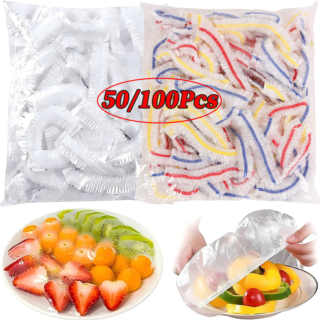 50/100 ชิ้นสดเก็บกระเป๋า / ฝาครอบอาหารแบบใช้แล้วทิ้ง / ยืดหยุ่นห่ออาหาร