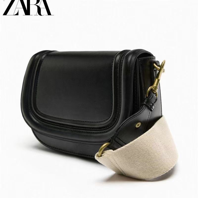 ZARA HOME กระเป๋าหญิง 2024 สไตล์ใหม่ High-End อานกระเป๋า Retro กว้างสายคล้องไหล่ One-Shoulder Messenger กระเป๋าใต้วงแขน