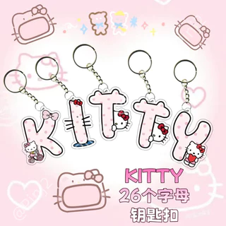 Kawaii Hello Kitty คู่การ์ตูนอะคริลิคพวงกุญแจอะนิเมะ 26 ตัวอักษรสร้างสรรค์เด็กผู้หญิงกระเป๋านักเรียนจี้แขวนตกแต่ง