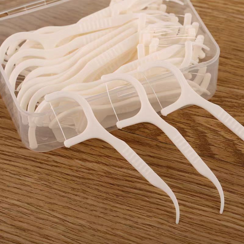 พร้อมส่ง 50ชิ้น 1กล่อง ราคาถูก ไหมขัดฟัน​ เส้นกลม สุขภาพช่องปาก บรรจุแบบสุ่ม