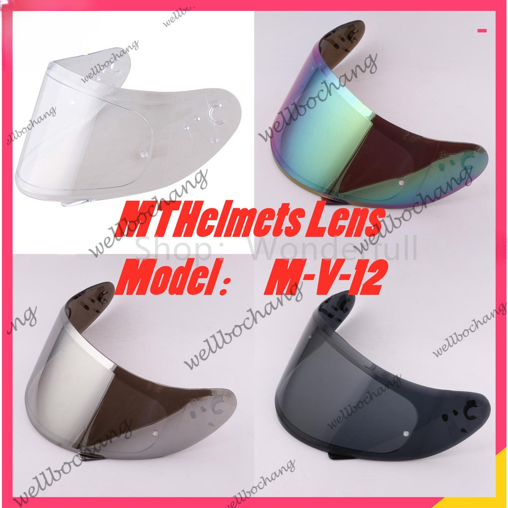 MT-V-12 MT หมวกกันน็อค Visor เลนส์ MT อะไหล่ Visor Fit สําหรับ (MT Revenge, Thunder 2, Thunder 3, Bl