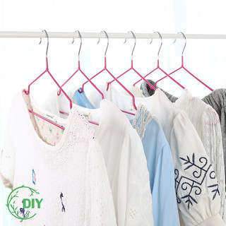 10ชิ้น ไม้แขวน เสื้อผ้า ไม้แขวนเสื้อสแตนเลสหุ้มยางกันลื่นคละสี (พร้อมส่งจากไทย)
