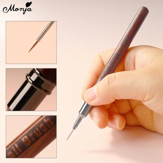 Monja 5ชิ้น/เซ็ตเล็บซับแปรงยูวีเจลโปแลนด์วาดจิตรกรรมปากกาฝรั่งเศสบางยาวลายตารางเส้นแปรงดอกไม้