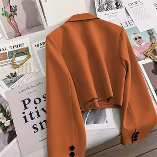 เสื้อแจ็คเก็ตสูทสํานักงานทํางานสําหรับผู้หญิงเสื้อโค้ททรงหลวมสไตล์อังกฤษ