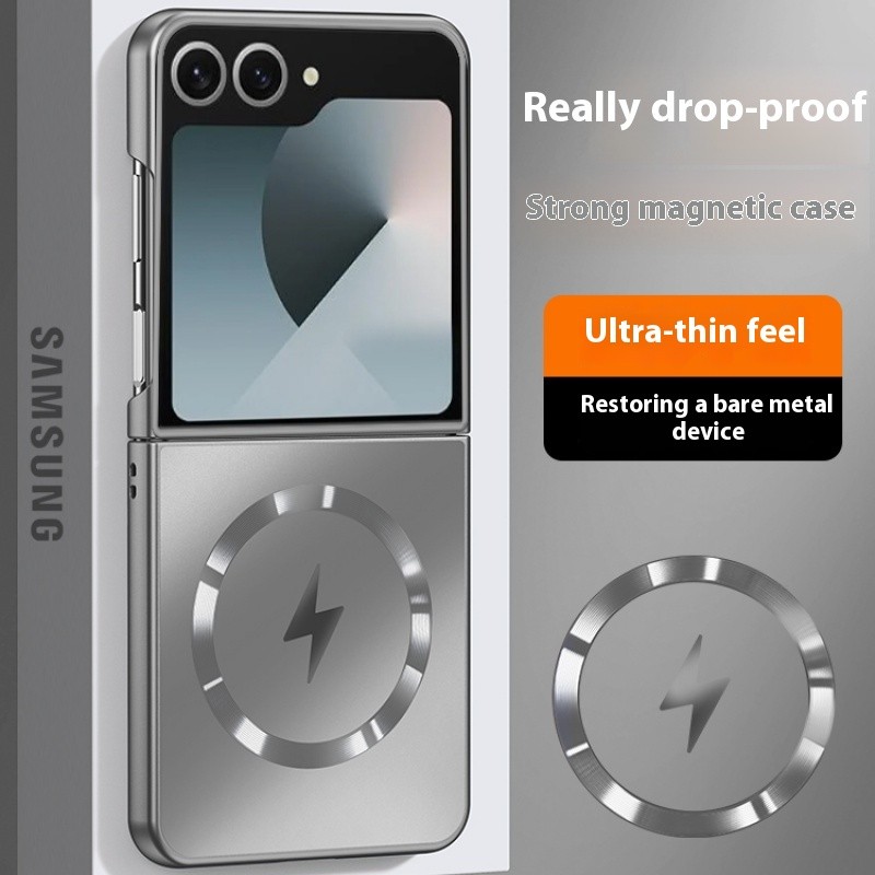 หรูหรา AG Frosted Magnetic Wireless Charge Case สําหรับ Samsung Galaxy Z Flip 7 Z Flip 6 5 4 3 Anti-Fall Anti ลายนิ้วมือ Hard ป้องกันปกหลัง