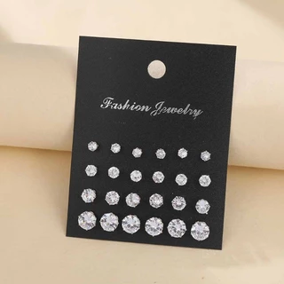 24 ชิ้น/ล็อตผู้หญิง Bling Zircon ต่างหูเจาะหู Studs แฟชั่นอุปกรณ์เสริม