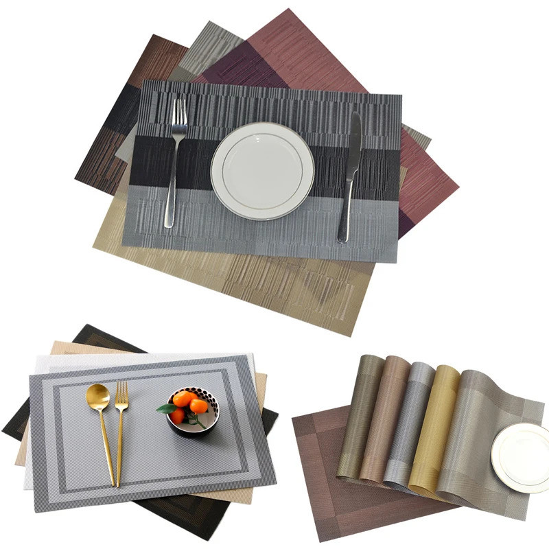 Table Mat Set 4/6Pcs Non-Slip Bowl Pad Coasters Waterproof Table Cloth PVC Dining Table Placemats Se
