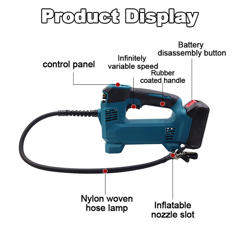 Makita DMP100 ปั๊มลมไร้สายแบตเตอรี่ลิเธียมแบบชาร์จไฟได้ยางรถยนต์เครื่องเติมลมไฟฟ้าแบบพกพาขนาดเล็กสําหรับยางรถยนต์ thumbnail 8