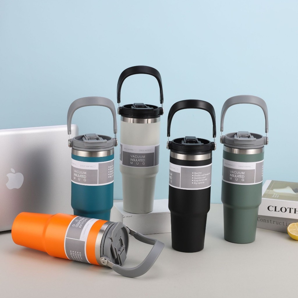กระติกน้ำสแตนเลส 304 ฝาจับ 600ml/900ml ความจุใหญ่ ปิดกันน้ำ มีหลายสี