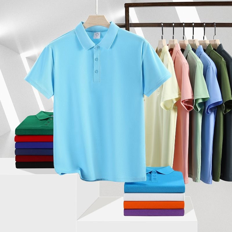 Trail Echo  เสื้อโปโลผู้ชายธุรกิจปกลำลองสีทึบเสื้อโปโลแขนสั้นผู้ชาย