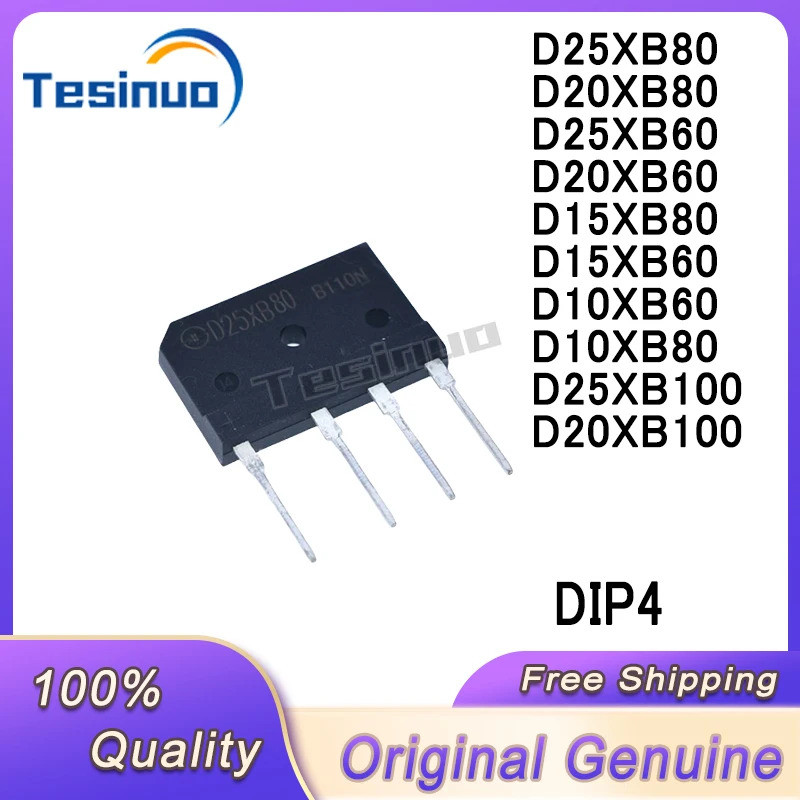 1-5PCS D10XB60 D10XB80 D15XB60 D15XB80 D20XB60 D20XB80 D20XB100 D25XB60 D25XB80 D25XB100 DIP4 Rectif