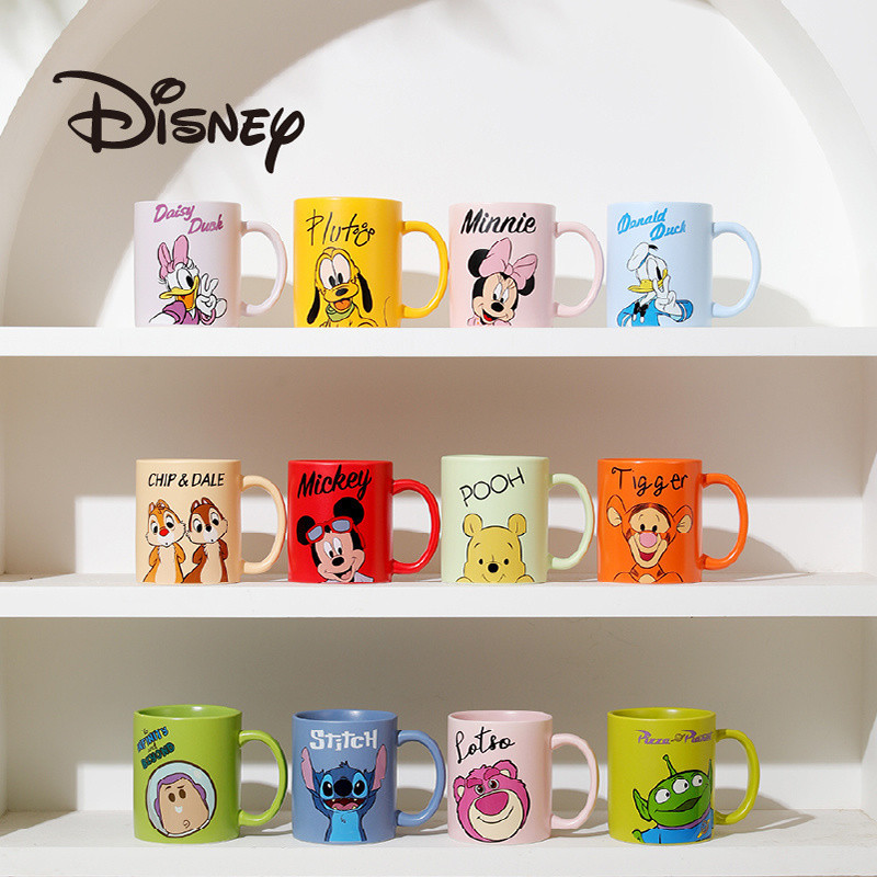Disney แก้วเซรามิครั่ว Anti Burn Handle 360ml อาหารเช้าใช้ของขวัญคู่ Eid ของขวัญ