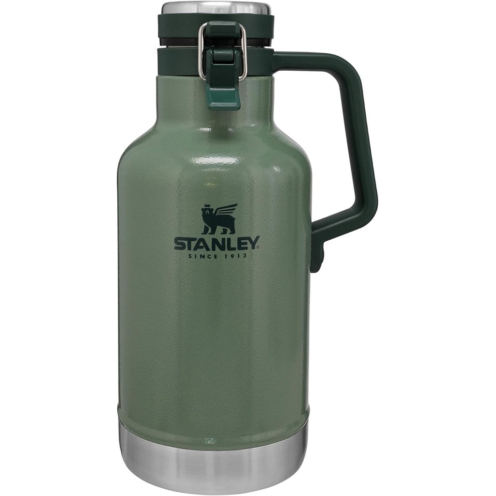 Stanley Classic Easy-Pour Growler 64 ออนซ์ | เก็บเบียร์เย็นหรือกาแฟร้อน | ฝาปิดเส้นเหล็กกันรั่วและมือจับพกพาง่าย | สแตนเลสหุ้มฉนวน | ปลอดสาร บีพีเอ | ฟรอสกลอส