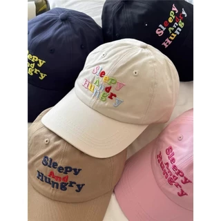พร้อมส่ง!! หมวกแก็ป Sleepy and Hungry น่ารัก สีสดใส มีสายปรับขนาด