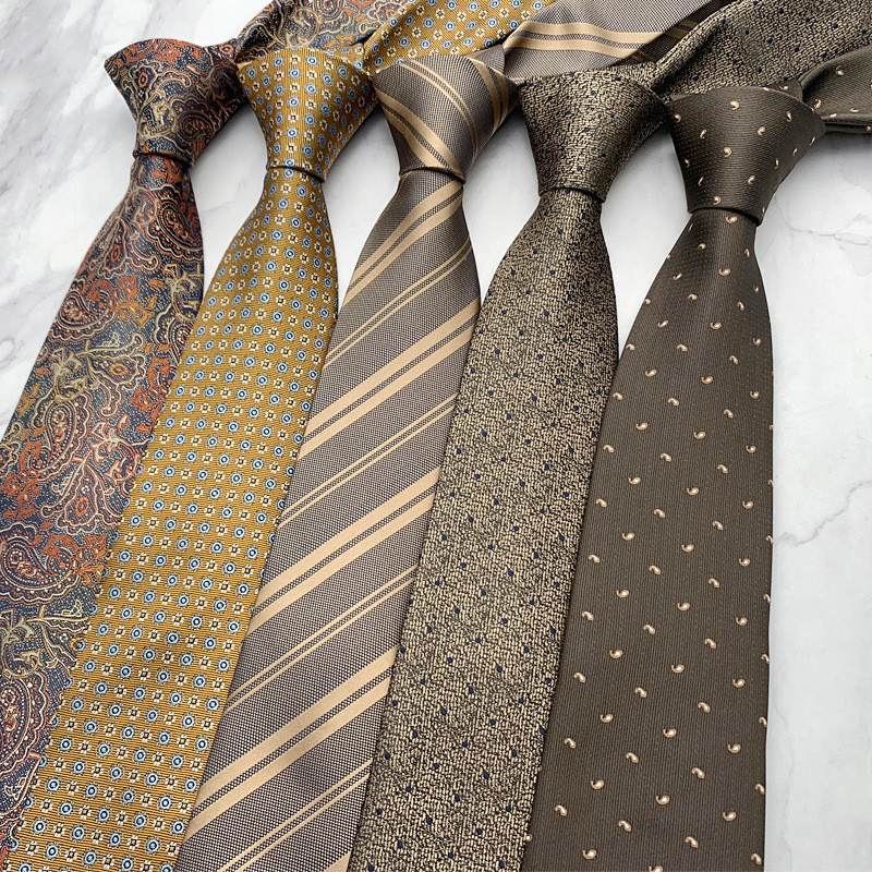 8 ซม.Tie สําหรับชาย Retro Stripes Paisley รูปแบบกาแฟสีน้ําตาลสีดําธุรกิจเนคไทสําหรับงานแต่งงาน