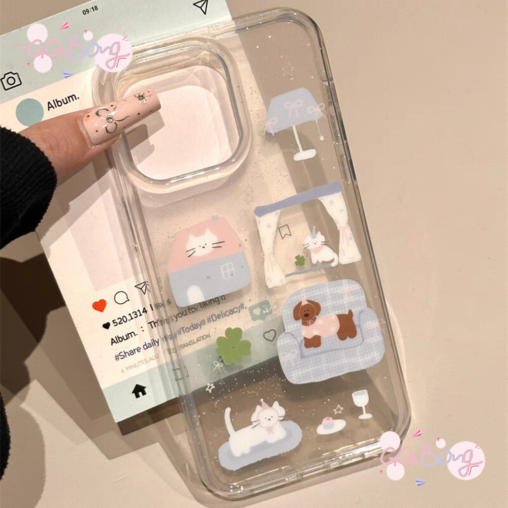 เคสไอโฟน 15 เคส IPhone 16 15 XR 13 11 12 14 Pro Max XS X Max 7 8 Plus SE การ์ตูนคู่รัก ดัชชุนด์ ลูกสุนัข ลูกแมว ปกน่ารัก - รูปที่ 5