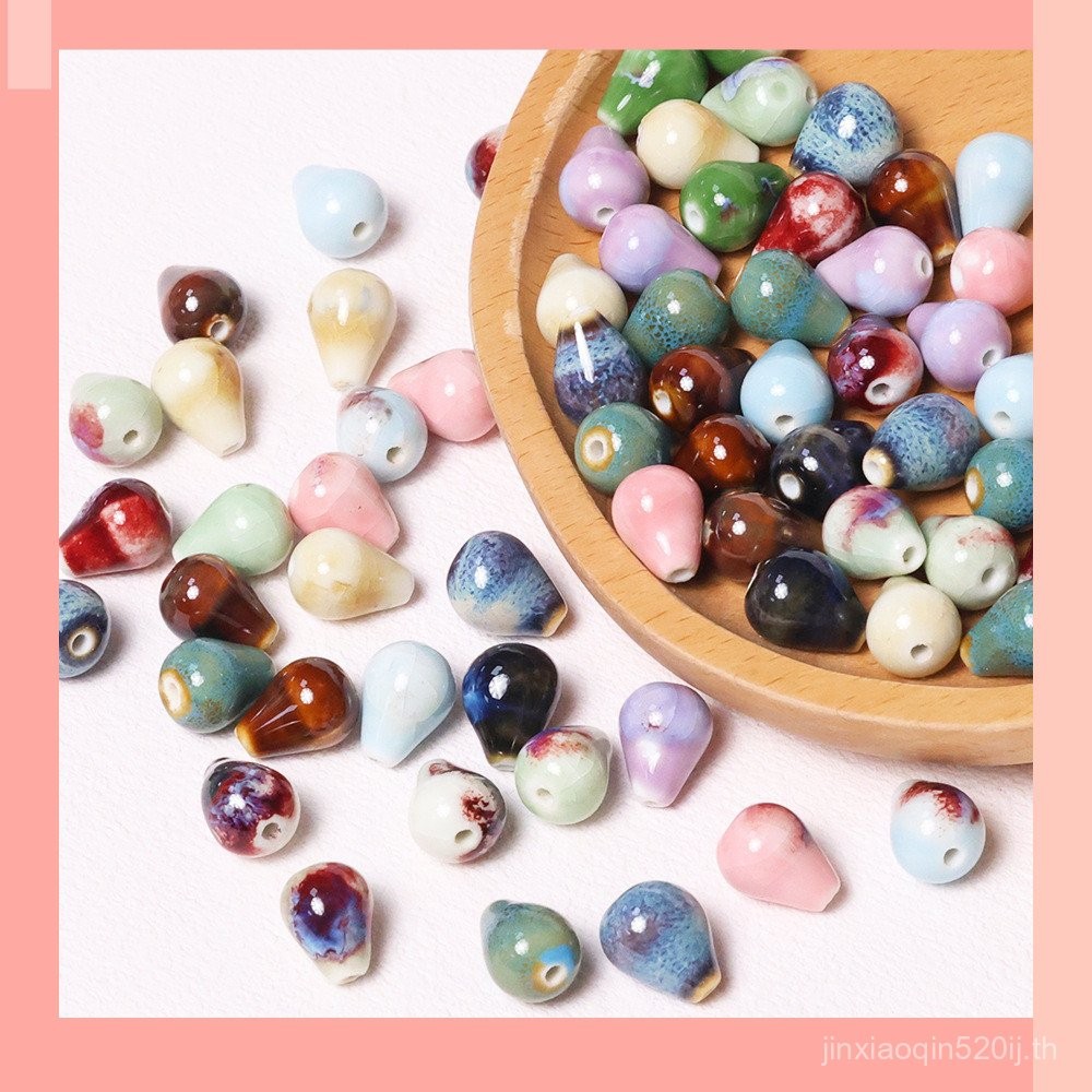 [JIN] รูปแบบใหม่เซรามิกหยดน้ํารูปร่างสร้างสรรค์ทําเองลูกปัดหลวม.พร้อมสต็อก