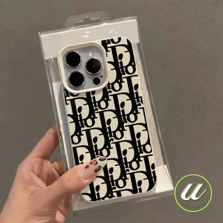 การ์ตูนอินเทรนด์สีดำตัวอักษรภาษาอังกฤษดูเดิลนุ่มเคส IPhone 17 13 16 14 11 12 15 Pro Max XS Max Air 8 7 15 16 Plus X XR