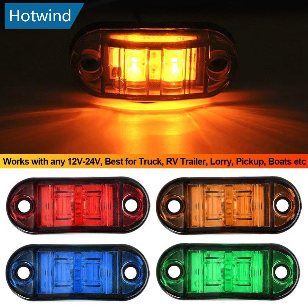 HW 1PC 12V- 24V Trailer รถบรรทุกด้านข้าง Clearance Marker โคมไฟไฟเตือน 2LED ด้านข้าง Marker โคมไฟ Caravan C9Q7