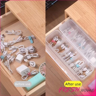 Fresh กล่องเก็บของอเนกประสงค์ เก็บสายชาร์ทมือถือ กล่องจัดระเบียบ ขนาดกลางโปร่งใส 1 ชิ้น Storage box