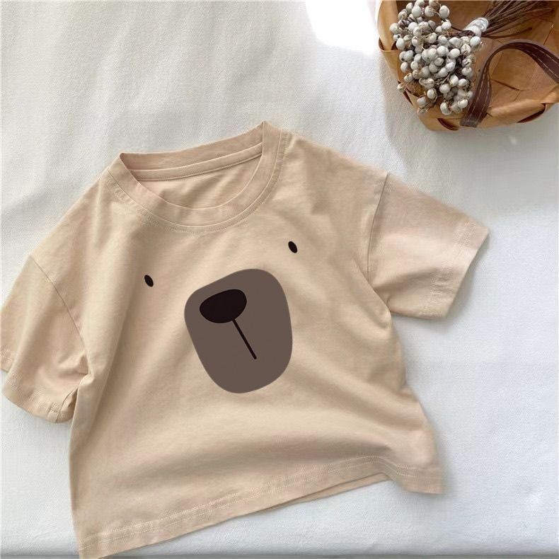 [RJ] 80-140ซม ผ้าฝ้ายแท้เด็กแขนสั้นเด็กหญิงท็อปส์ฤดูร้อนสไตล์ใหม่ชายเสื้อยืดการ์ตูนพิมพ์ทารกครึ่งแขนรอบ - รูปที่ 4