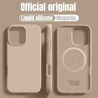 หรูหราซิลิโคนเหลวแม่เหล็กเคสโทรศัพท์ สําหรับ iPhone 16 16E 15 14 13 12 11 Pro Max 16 Plus สีทึบกันกระแทกกันชนนุ่มปก