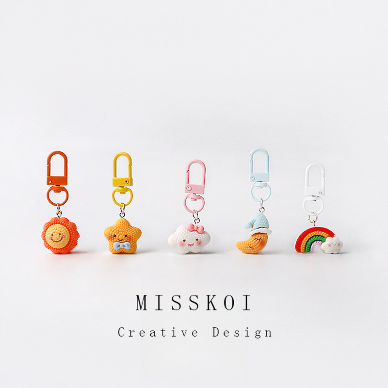 MISSKOI พวงกุญแจจี้น่ารักเมฆสีรุ้งสุดน่ารักเรียบง่าย