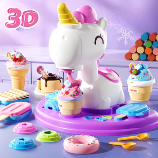 DIY เครื่องทำไอศครีม รูปร่างยูนิคอร์น ของเล่นเครื่องทำก๋วยเตี๋ยว เหมาะสำหรับเด็กเล่น ความปลอดภัย