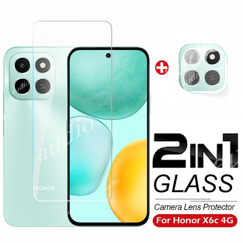 Honor x6c 4G 2In1 กระจกนิรภัยแบบเต็มหน้าจอป้องกันฟิล์มสําหรับ honor x6c HonorX6C 4G 2025 โทรศัพท์ป้อ