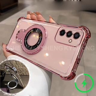 SAMSUNG สําหรับSamsung A15 A16 A26 A25 A35 A55 4G 5Gเคสโทรศัพท์ใหม่แม่เหล็กชาร์จวงเล็บสี่มุมAnti DROPโปร่งใสSoft shell 001