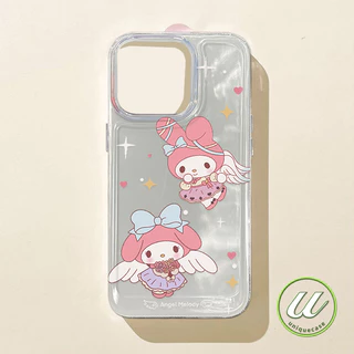 การ์ตูนรักหัวใจแองเจิลเมโลดี้น่ารักดูเดิลใส เคส IPhone 11 17 16 12 15 13 14 Pro Max XR 7Plus X 8 7 16 15 Plus XS Max SE