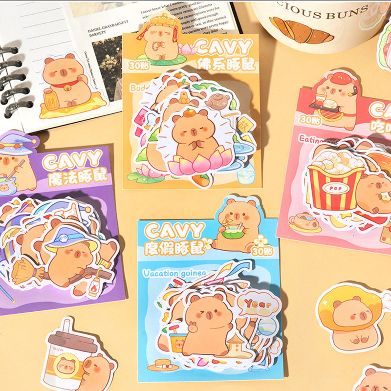30 ชิ้นการ์ตูน Capybara Series สติกเกอร์สมุดภาพ Deco DIY สติกเกอร์