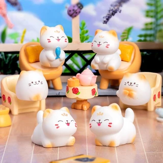 สร้างสรรค์น่ารักตุ๊กตาแมวสก์ท็อปภูมิทัศน์ตกแต่งมอสไมโครภูมิทัศน์ตกแต่งสวนทําเองฉ่ําบอนไซอุปกรณ์งานฝีมือเรซิน