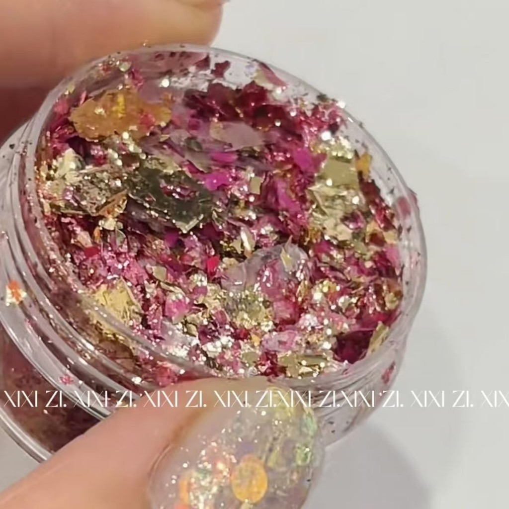 อุปกรณ์ทําเล็บ ญี่ปุ่น Ultra-Thin สีฟอยล์ฟอยล์สีทอง Astringent ฟอยล์ดีบุก Fragments ins Embellishment DIY สวมใส่เล็บอุปกรณ์เสริม